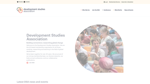 Screenshot of the Development Studies Association website