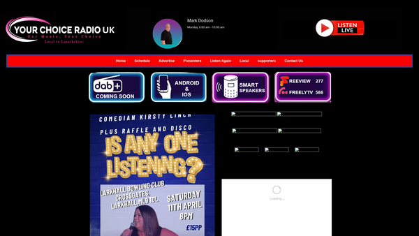 Screenshot of the Your Choice Radio website
