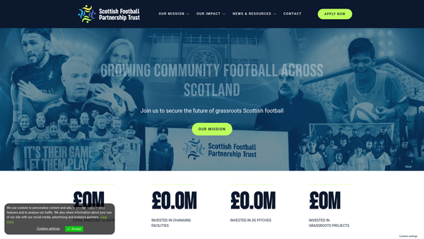 Screenshot of the The Scottish Football Partnership Trust website