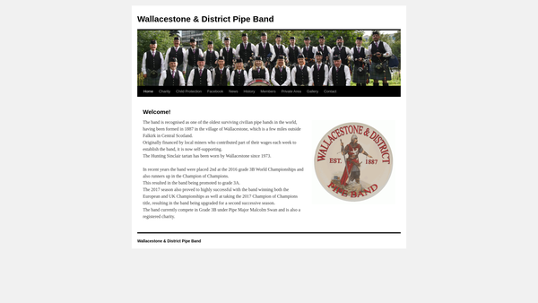 Screenshot of the Wallacestone and District Pipe Band website