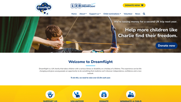Screenshot of the Dreamflight website