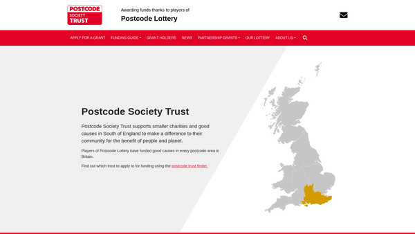 Screenshot of the Postcode Society Trust website