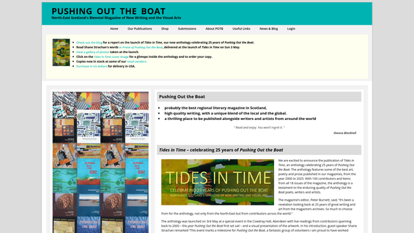 Screenshot of the Pushing Out The Boat website