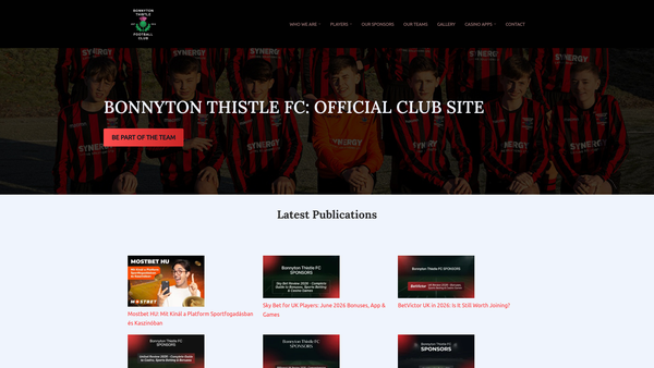 Screenshot of the Bonnyton Thistle Football Club website