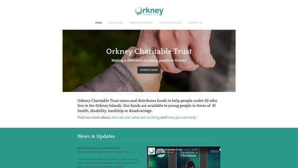 Screenshot of the Orkney Charitable Trust website