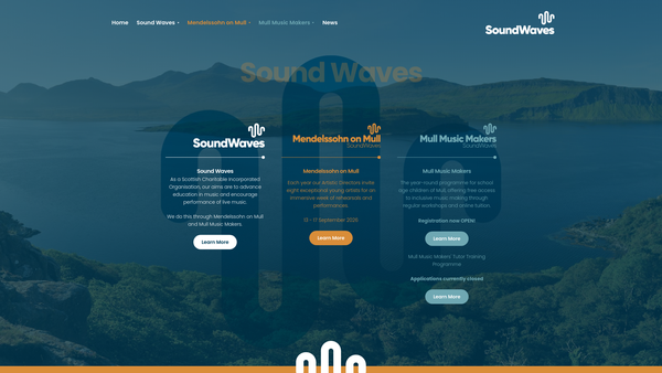 Screenshot of the Sound Waves SCIO website