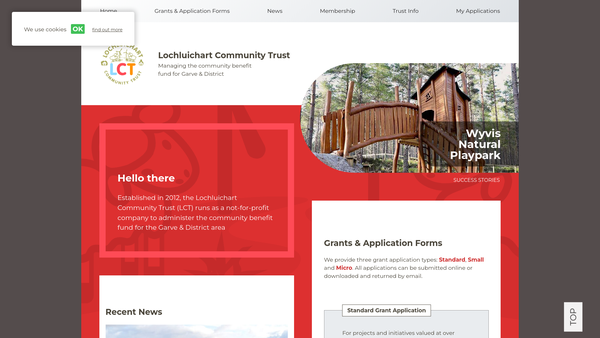 Screenshot of the Lochluichart Community Trust website