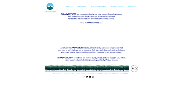 Screenshot of the Paradventures website