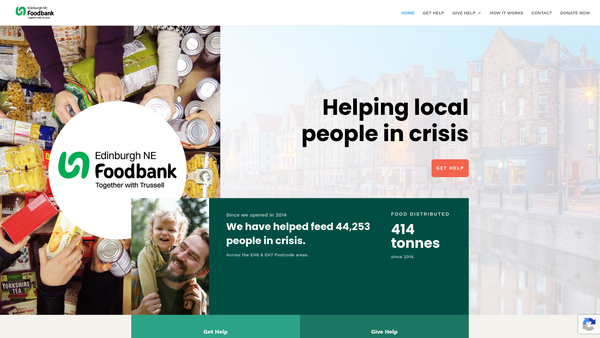 Screenshot of the Edinburgh North East Foodbank website