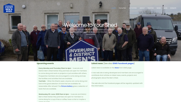 Screenshot of the Inverurie and District Men's Shed website