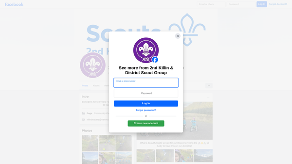 Screenshot of the 2nd Killin & District Scout Group website