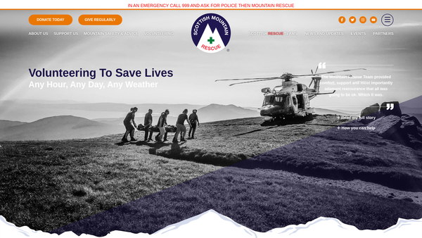 Screenshot of the Scottish Mountain Rescue website
