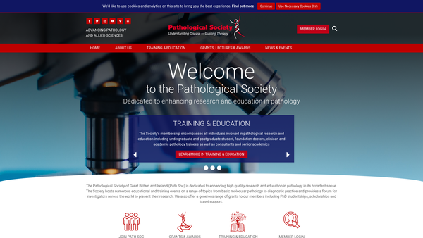 Screenshot of the The Pathological Society of Great Britain and Ireland website