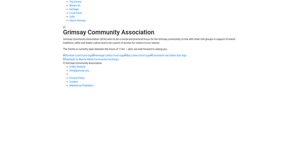 Screenshot of the Grimsay Community Association website