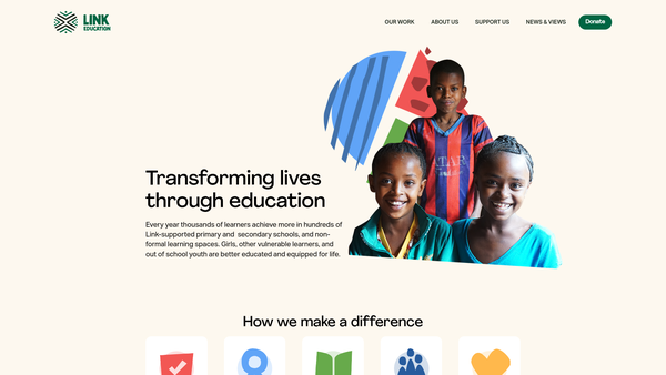 Screenshot of the Link Education International website