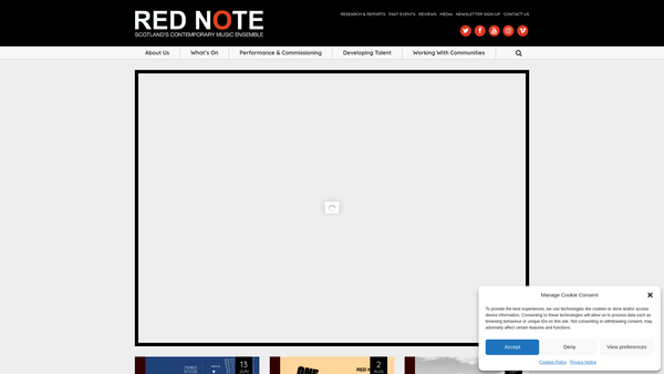 Screenshot of the Red Note Ensemble Ltd website