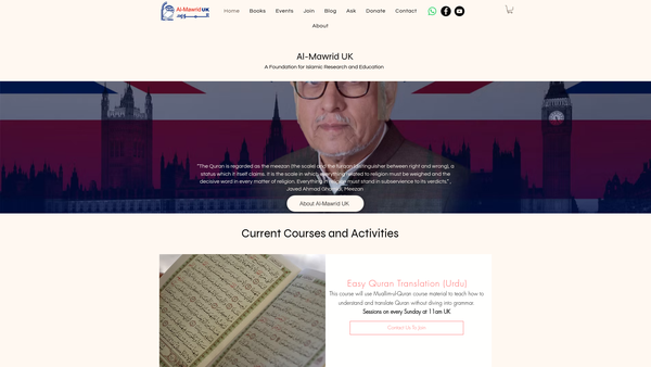 Screenshot of the Al-Mawrid UK website