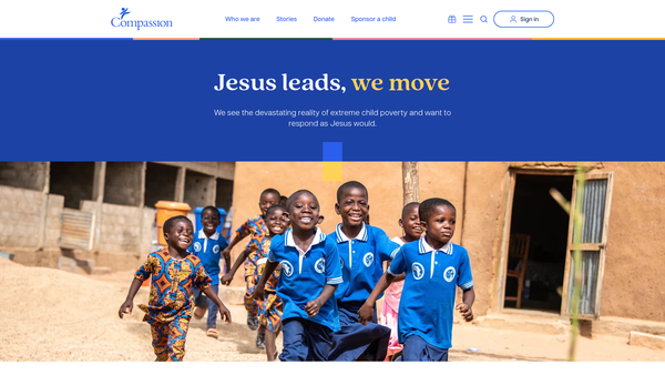 Screenshot of the Compassion UK Christian Child Development website