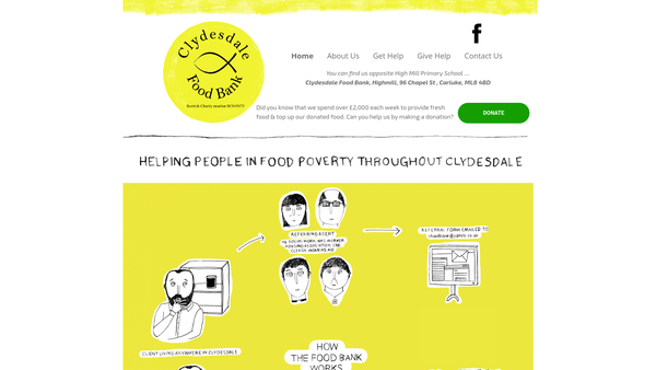 Screenshot of the Clydesdale Food Bank website