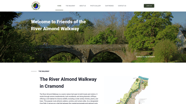 Screenshot of the Friends of the River Almond Walkway website