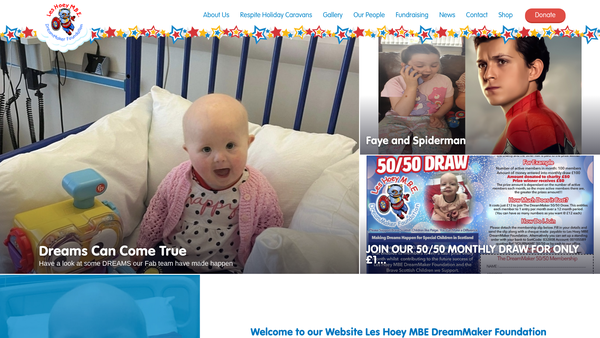 Screenshot of the Les Hoey MBE DreamMaker Foundation (SCIO) website