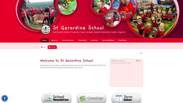 Screenshot of the St Gerardine Primary School Parent Council website