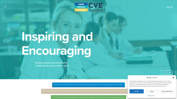 Screenshot of the Christian Values in Education Project website