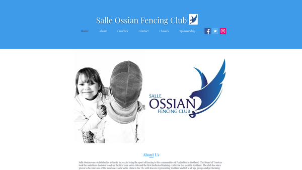Screenshot of the Salle Ossian Fencing Club website