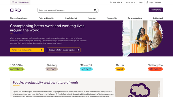 Screenshot of the Chartered Institute of Personnel and Development website