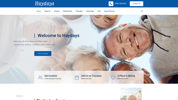 Screenshot of the Haydays website