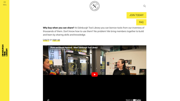 Screenshot of the Edinburgh Tool Library website