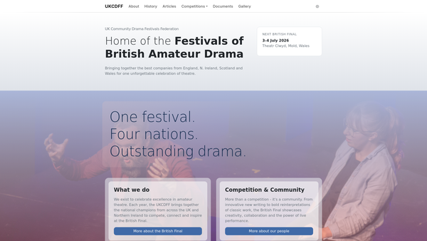 Screenshot of the United Kingdom Community Drama Festivals Federation website