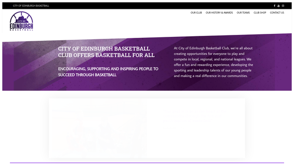 Screenshot of the City of Edinburgh Basketball Club website