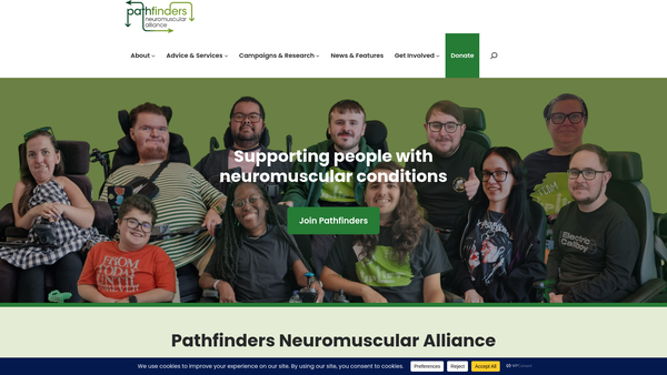 Screenshot of the Pathfinders Neuromuscular Alliance website