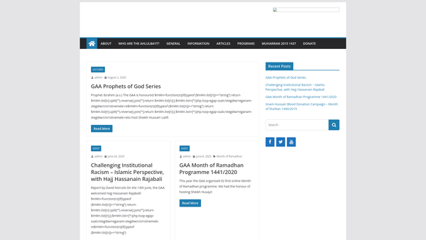 Screenshot of the Glasgow Ahlul-Bayt Association website