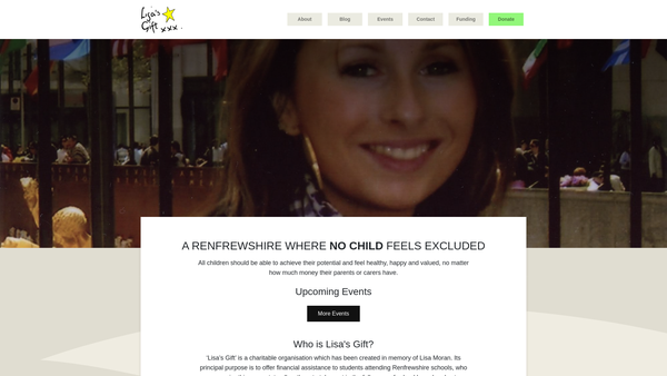 Screenshot of the Lisa's Gift website