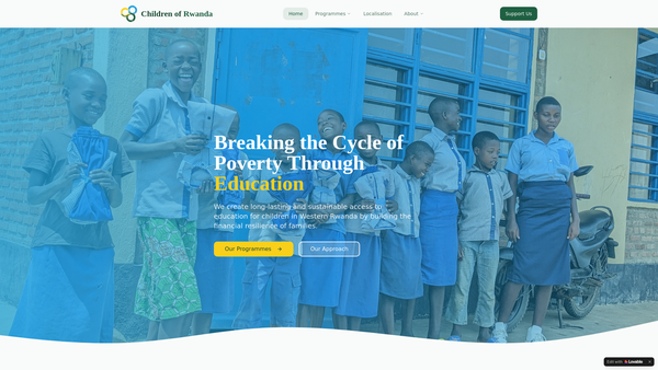 Screenshot of the Children of Rwanda website