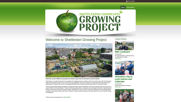 Screenshot of the Shettleston Community Growing Project Ltd website