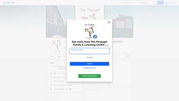 Screenshot of the The Pennypit Centre Management Committee website