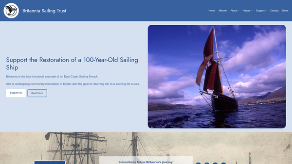 Screenshot of the Britannia Sailing Trust SCIO website