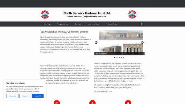 Screenshot of the North Berwick Harbour Trust Association website