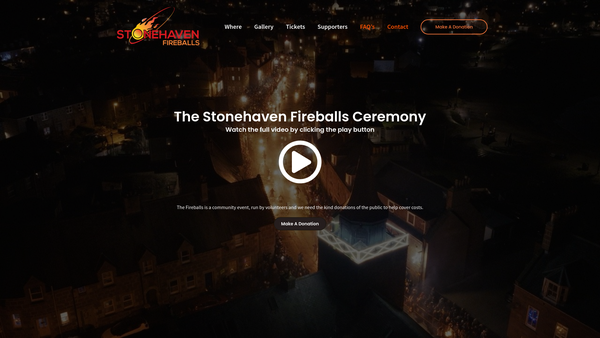 Screenshot of the Stonehaven Fireballs Association website