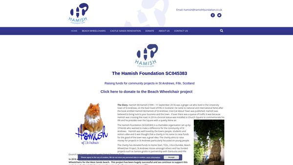 Screenshot of the The Hamish McHamish Foundation website