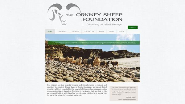 Screenshot of the The Orkney Sheep Foundation website
