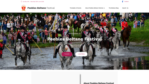 Screenshot of the Peebles March Riding and Beltane Queen Festival website
