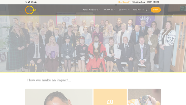 Screenshot of the Niemann-Pick UK website
