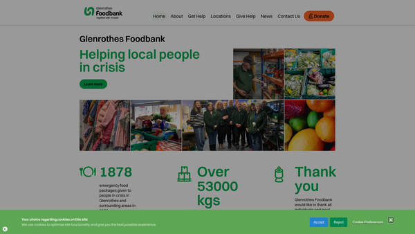 Screenshot of the Glenrothes & District Foodbank Community Project website