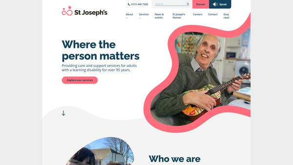 Screenshot of the St Joseph's Services Limited website