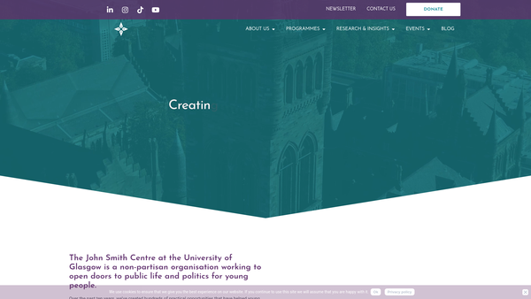 Screenshot of the John Smith Centre for Public Service website