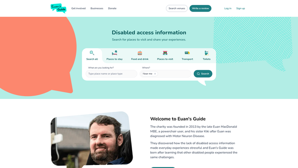 Screenshot of the Euan's Guide website
